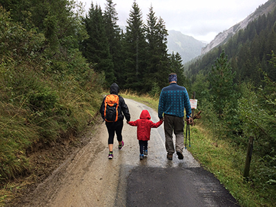 Family Hiking in the mountains